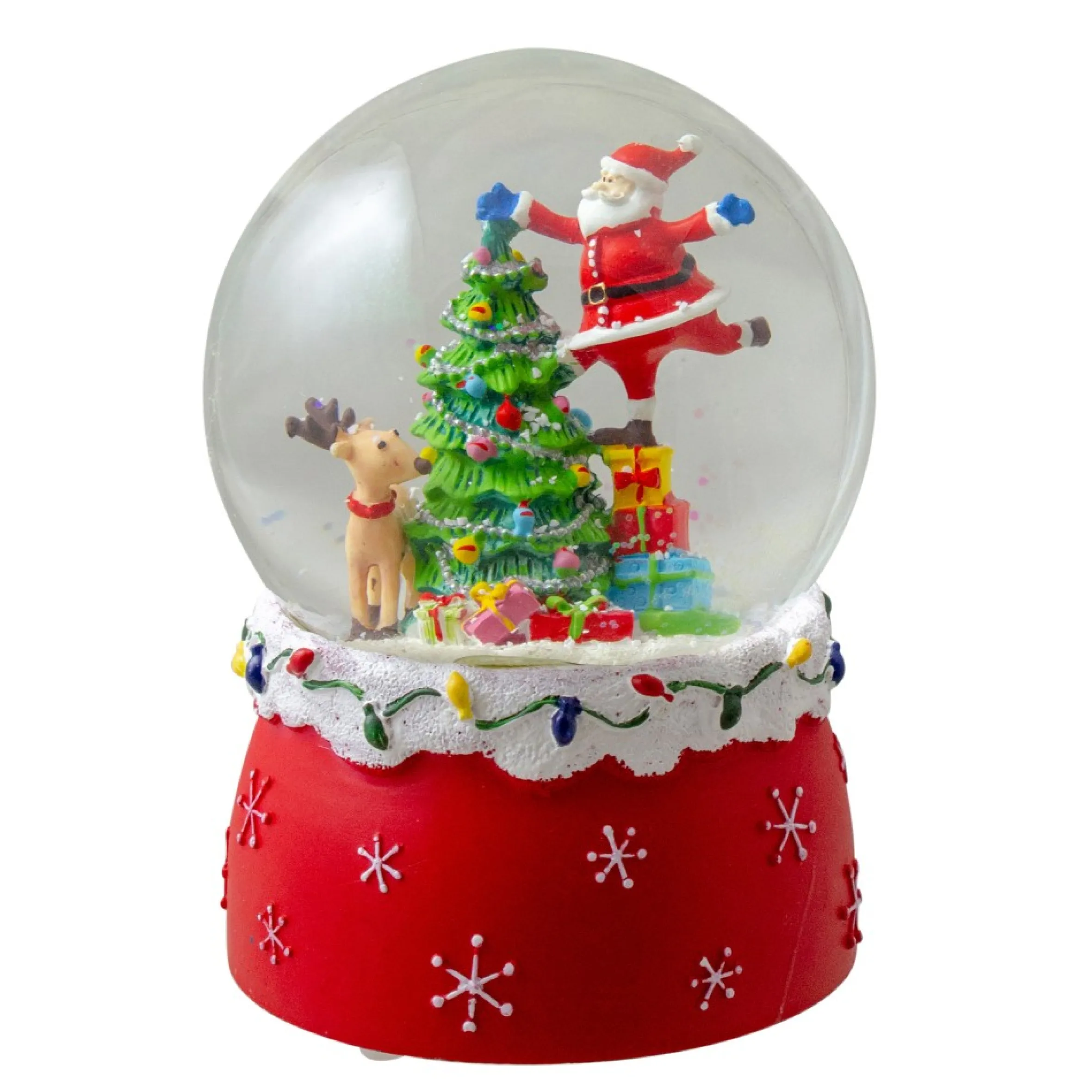 5.75" Santa Decorating A Christmas Tree Musical Snow Globe