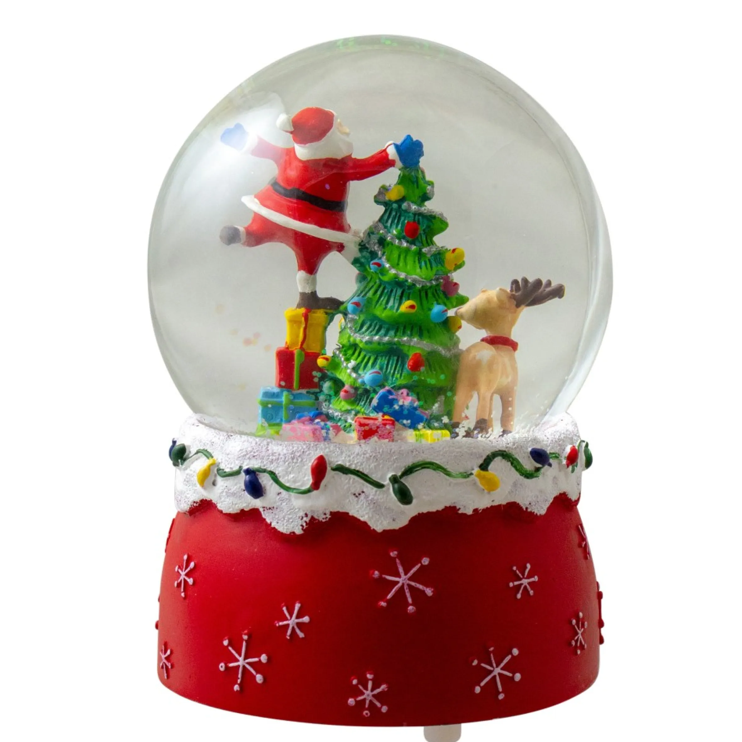 5.75" Santa Decorating A Christmas Tree Musical Snow Globe