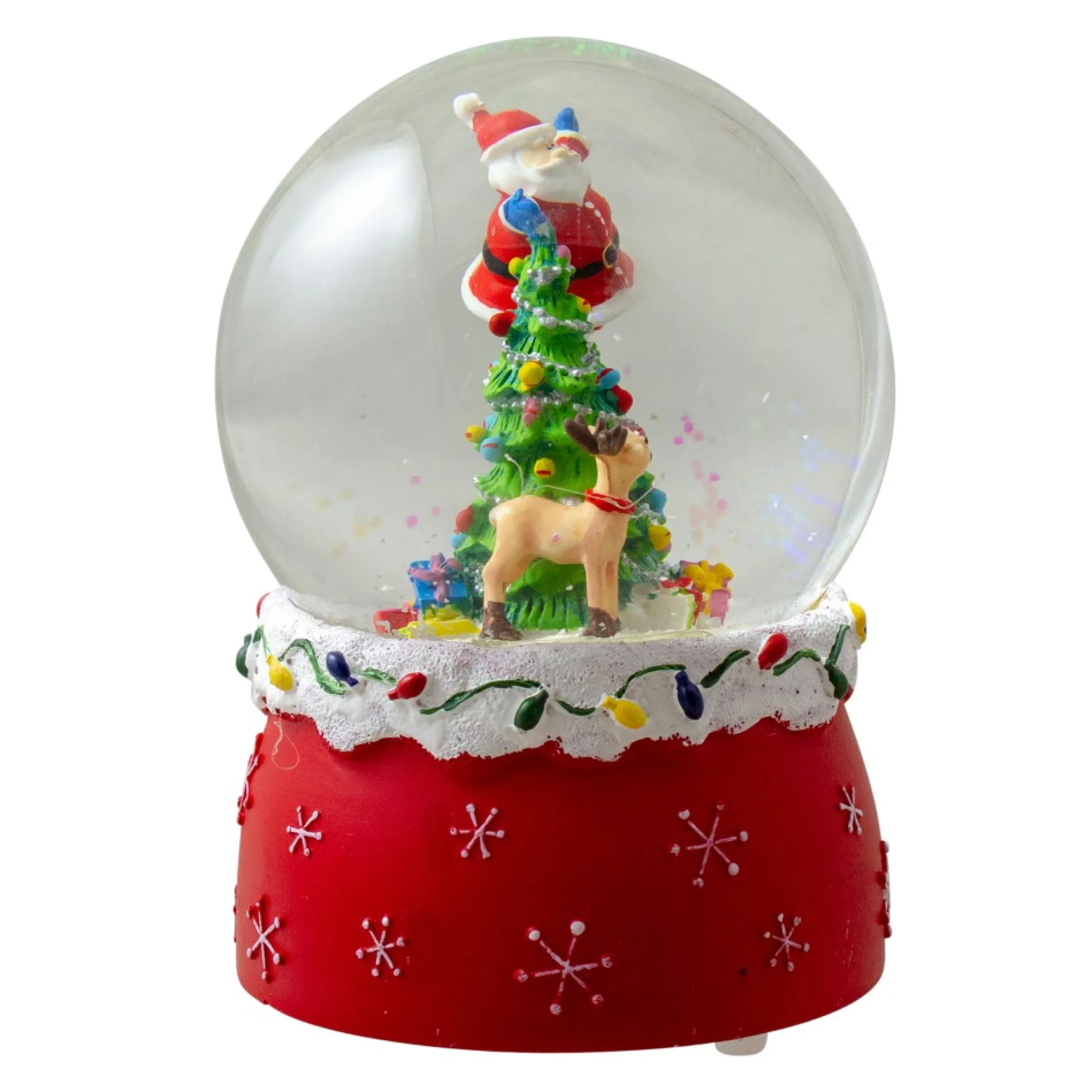 5.75" Santa Decorating A Christmas Tree Musical Snow Globe