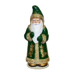 11.25" Santa Green Coat Schaller Christmas Paper Mache Candy Container