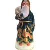 8" Santa Green Coat With Partridge Schaller Christmas Paper Mache Candy Container