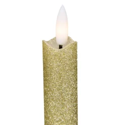 Set 2 Gold Glittered Flameless Led Taper Christmas Candles 11
