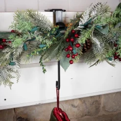 Set Of 2 Black Mantle Garland And Stocking Hanger 6.5