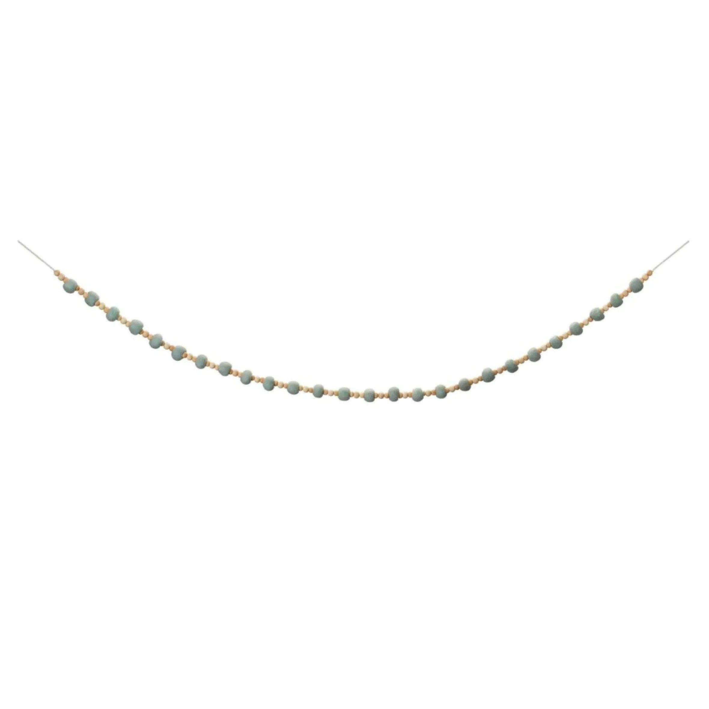 Set Of 2 Blue And Beige Beaded String Christmas Garlands 5.5' X 1.25"