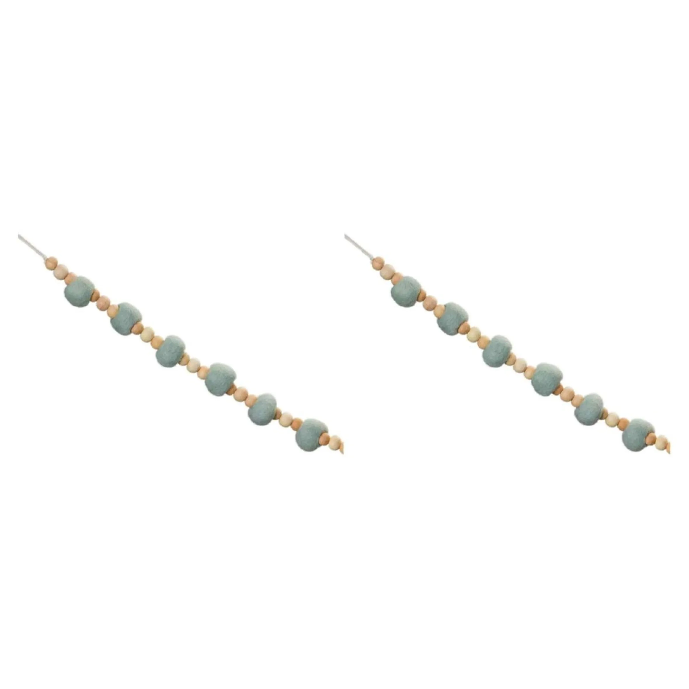 Set Of 2 Blue And Beige Beaded String Christmas Garlands 5.5' X 1.25"