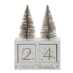 Set Of 3 Bottlebrush Tree "Days Til Christmas" Countdown Decoration 6.75"