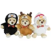 Set Of 3 Brown And Black Teddy Bear Stuffed Animal Figures In Christmas Costumes 8"