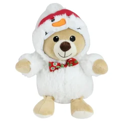 Set Of 3 Brown And Black Teddy Bear Stuffed Animal Figures In Christmas Costumes 8"