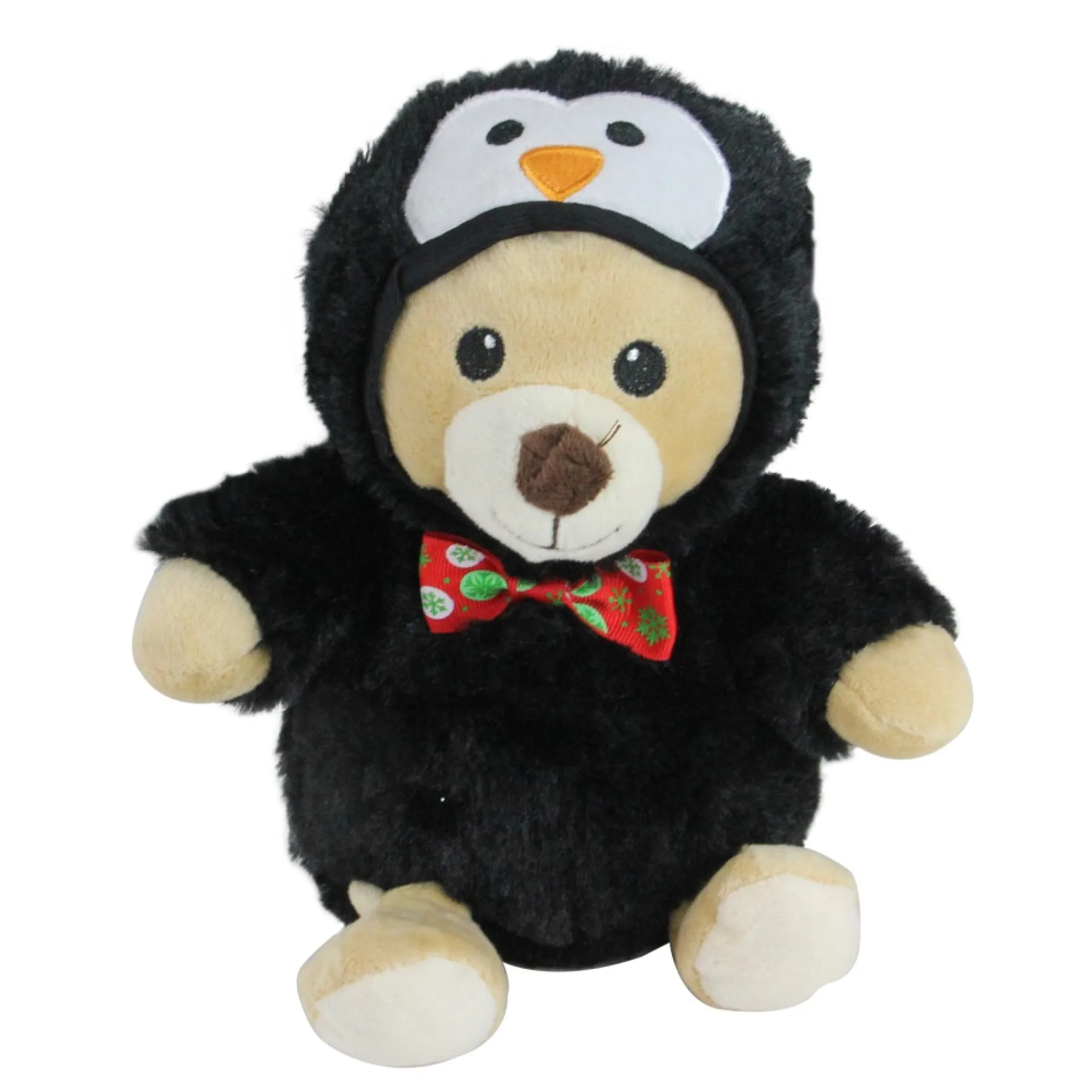 Set Of 3 Brown And Black Teddy Bear Stuffed Animal Figures In Christmas Costumes 8"