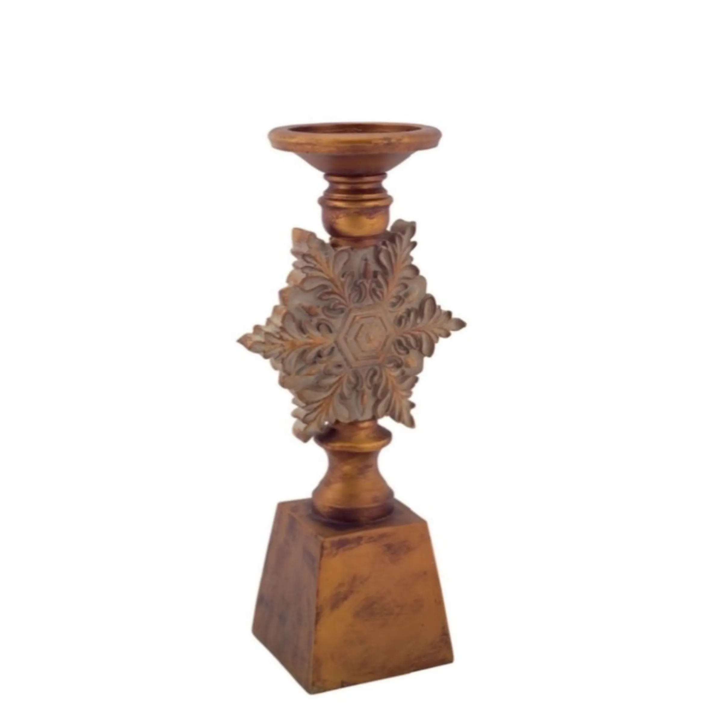 Set Of 2 Brown Snowflake Christmas Pillar Candle Holders 13"