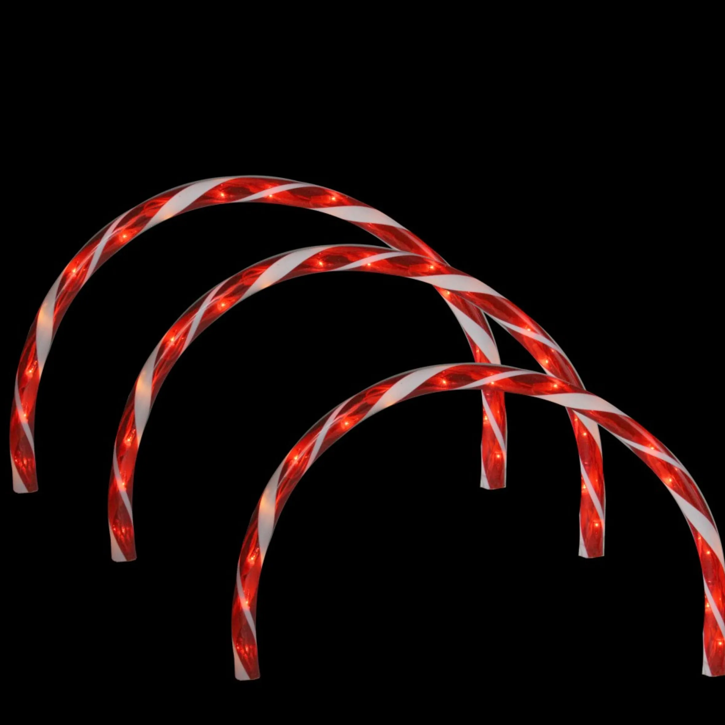 Set Of 3 Candy Cane Arch Outdoor Christmas Pathway Markers
