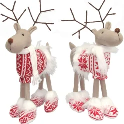 Set Of 2 Christmas Good Cheer Standing Reindeer Plushies 16"