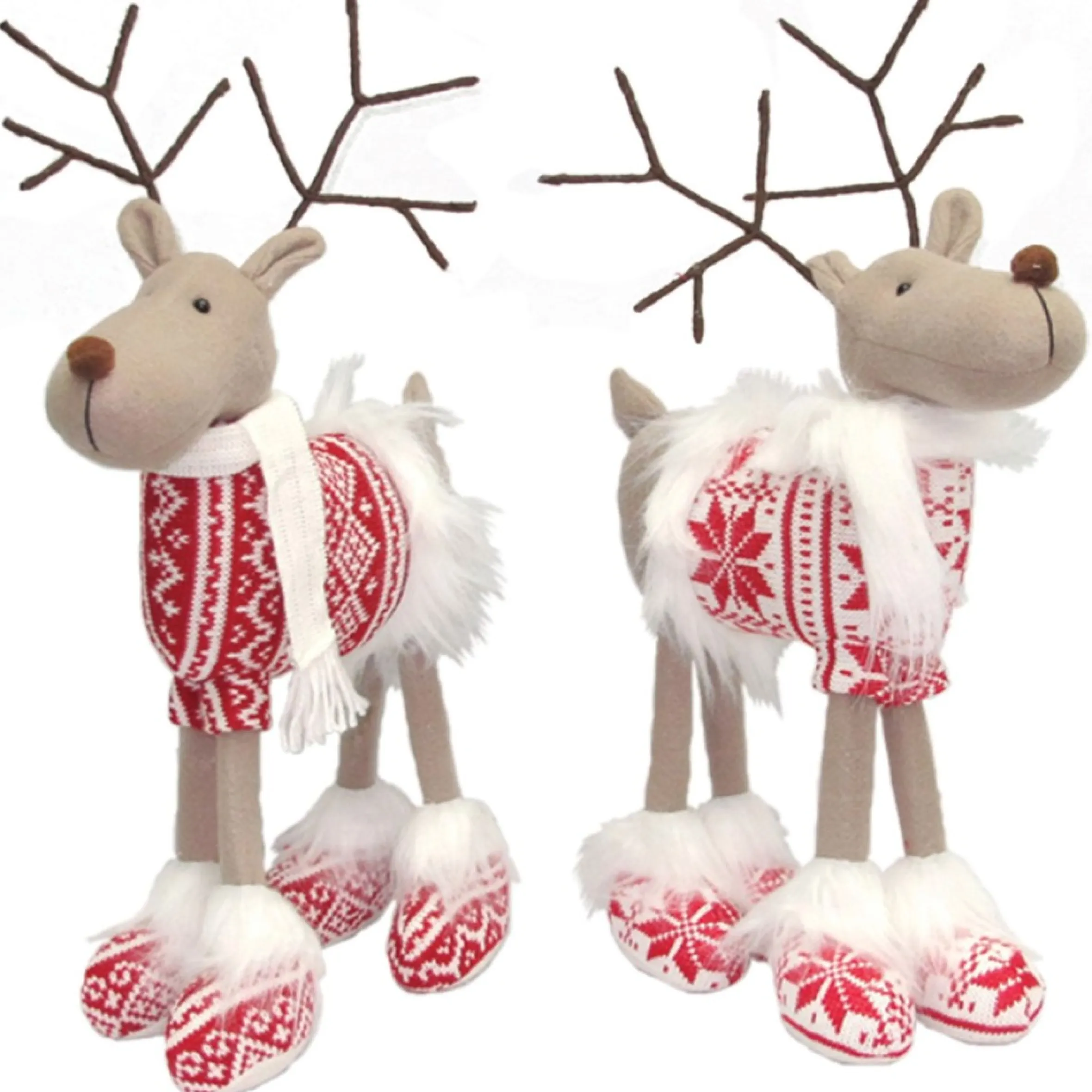 Set Of 2 Christmas Good Cheer Standing Reindeer Plushies 16"