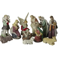 Set Of 11 Christmas Nativity Resin Figurines, 8"