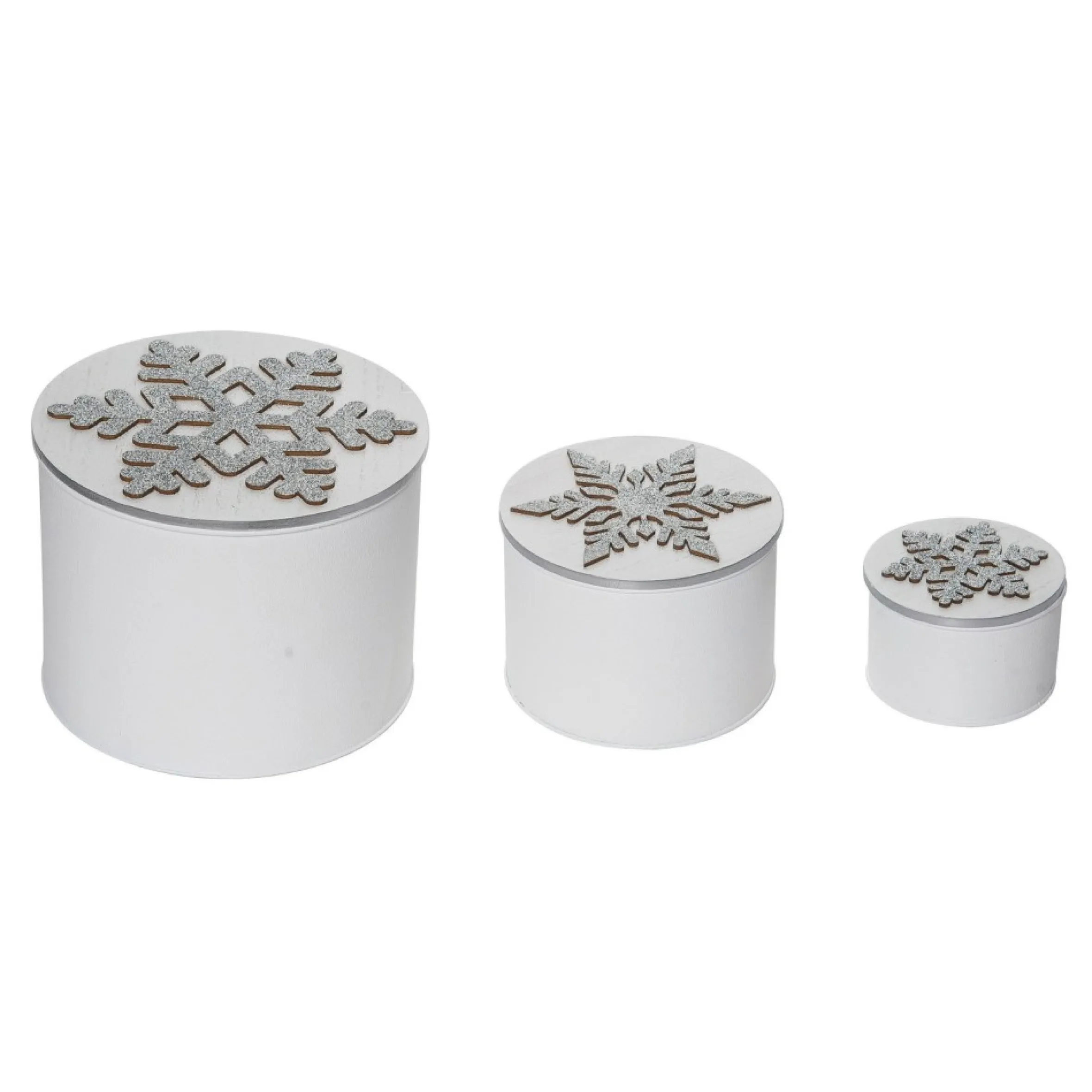 Set Of 3 Christmas Snowflake Storage Containers 8"