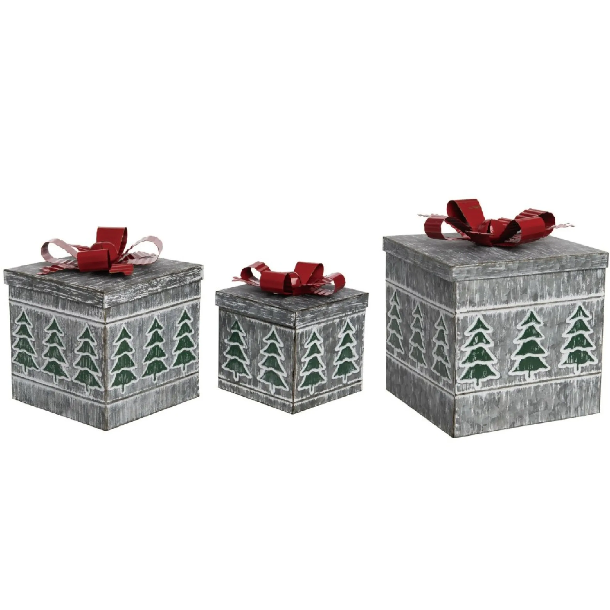 Set Of 3 Christmas Tree Nesting Gift Box Decorations 10"