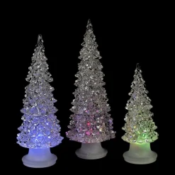 Set Of 3 Clear Color Changing Led Lighted Christmas Trees