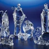 Set Of 2 Clear Icy Religious Christmas Nativity Figurines 9"