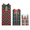 Set Of 3 Easel Back Plaid Christmas Gift Decorations 19.5"