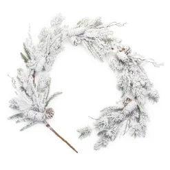 Set Of 2 Flocked Mixed Pine Artificial Christmas Garlands 5.5' X 8.25"