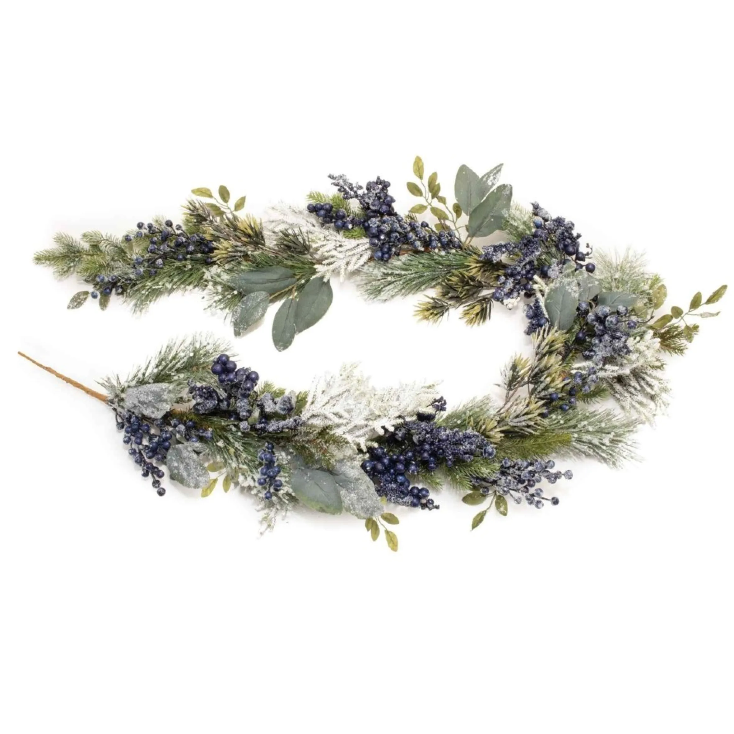 Set Of 2 Frosted Blueberry Pine Artificial Christmas Garlands 5.75' X 9"