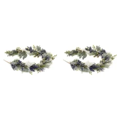 Set Of 2 Frosted Blueberry Pine Artificial Christmas Garlands 5.75' X 9"