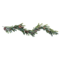 Set Of 2 Frosted Pinecone With Berry Christmas Garlands 5.5' X 7