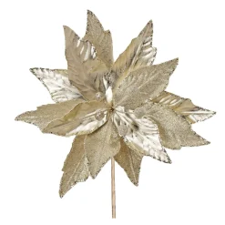 Set Of 6 Glittered Poinsettia Artificial Christmas Stems 23"
