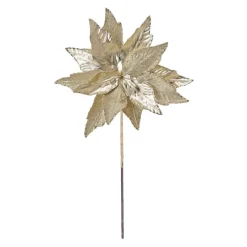 Set Of 6 Glittered Poinsettia Artificial Christmas Stems 23"