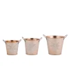 Set Of 3 Gold Colored With Silver Glitter Snowflake Designs Christmas Buckets 6.75"