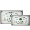 Set Of 2 Gray And White Farm Fresh Christmas Trees Wooden Tray Hanging Signs 21"