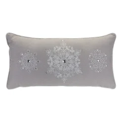 Set Of 2 Gray And White Snowflake Christmas Throw Pillows 19