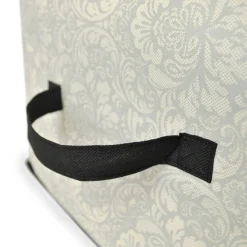 Set Of 2 Gray Damask Patterned Soft Storage Bins With Zipper Closure 18