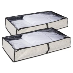 Set Of 2 Gray Damask Patterned Soft Storage Bins With Zipper Closure 40"