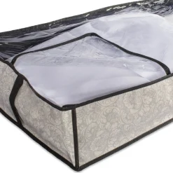 Set Of 2 Gray Damask Patterned Soft Storage Bins With Zipper Closure 40"