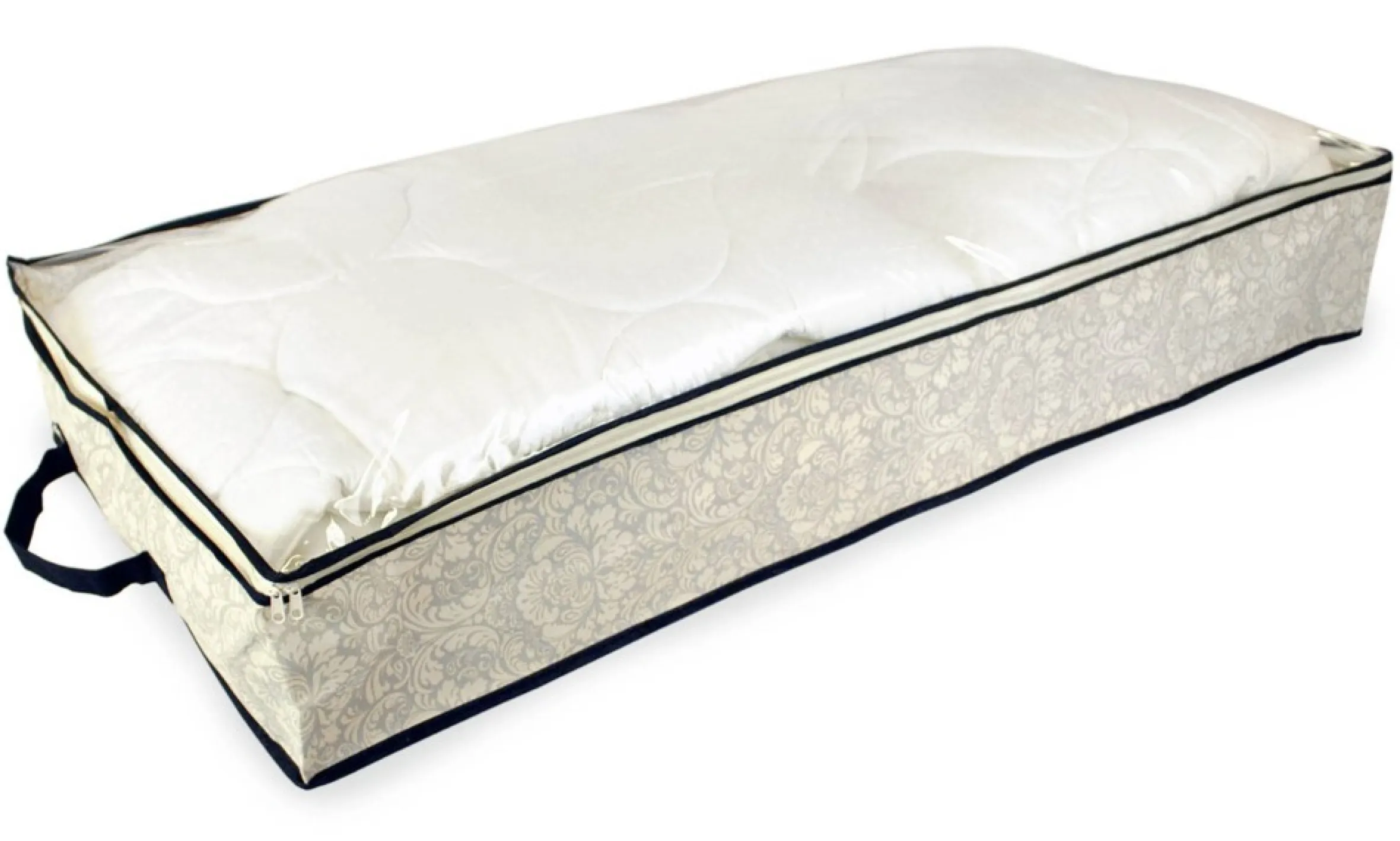 Set Of 2 Gray Damask Patterned Soft Storage Bins With Zipper Closure 40"