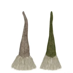 Set Of 2 Green And Brown Hanging Christmas Gnome Figures 10.5