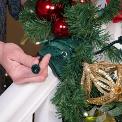 Set Of 3 Green Christmas Banister Protecting Garland Ties
