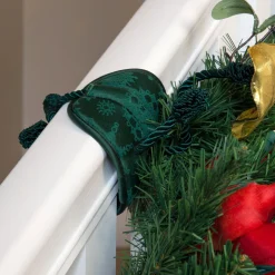 Set Of 3 Green Christmas Banister Protecting Garland Ties