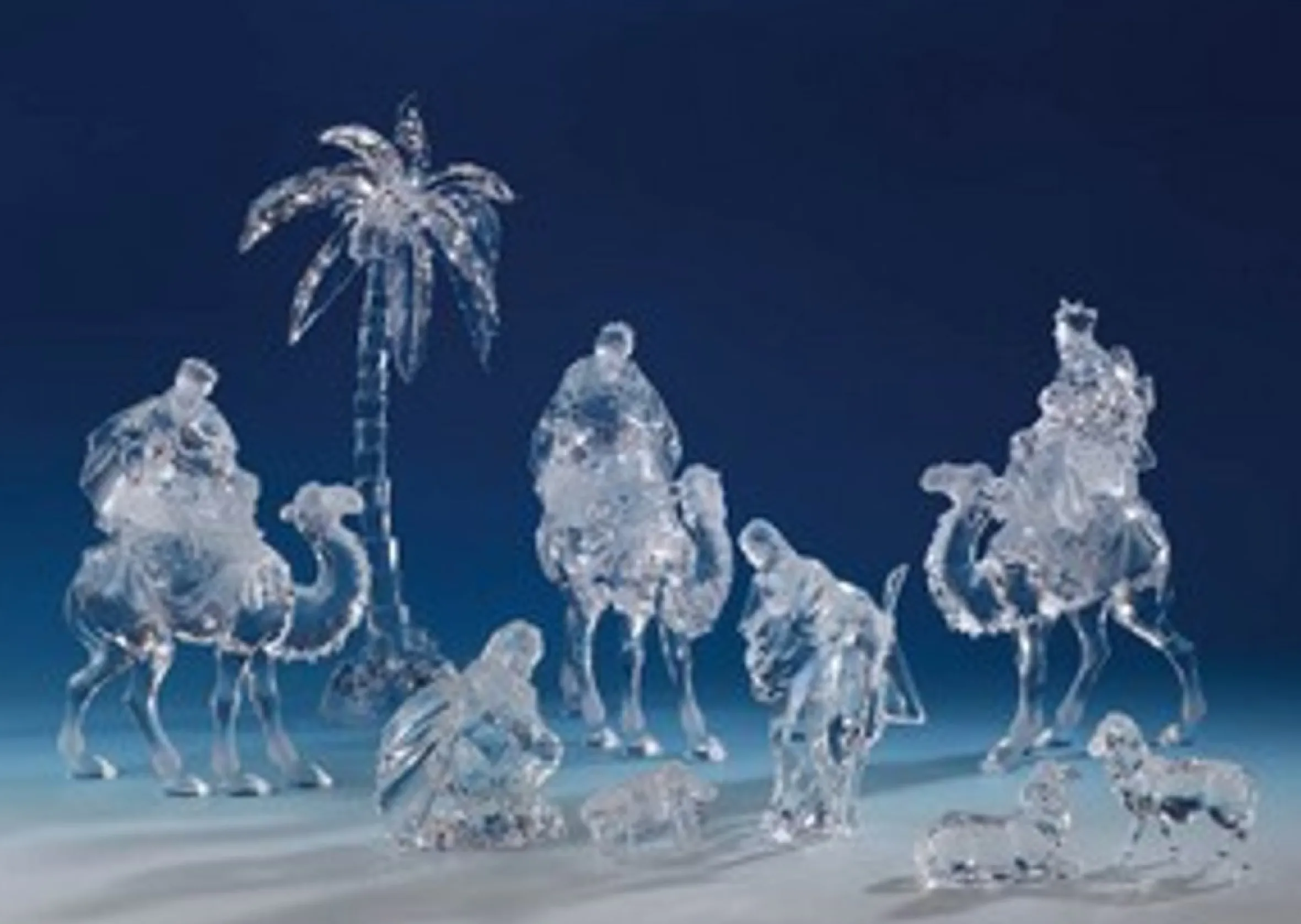 Set Of 9 Icy Clear Religious Christmas Nativity Set Figurines 15.25"