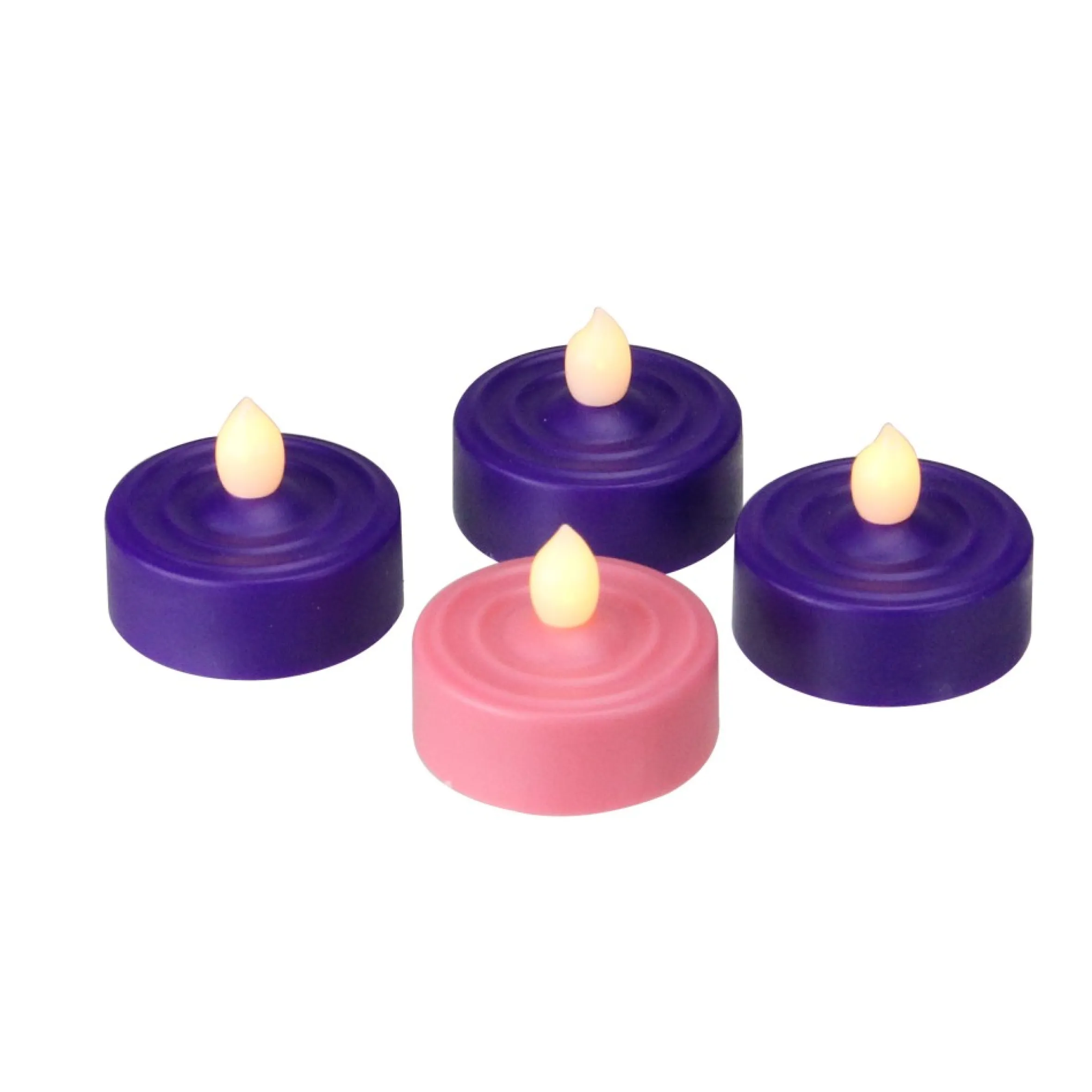 Set Of 4 Led Lighted Christmas Purple And Pink Tea Light Candles