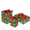 Set Of 3 Lighted Green With Red Bows Gift Boxes Outdoor Christmas Decorations 13"