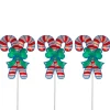 Set Of 3 Lighted Holographic Candy Cane Christmas Pathway Markers 25.5"