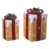 Set Of 2 Lighted Multicolored Christmas Gift Tabletop Decorations 12.5"