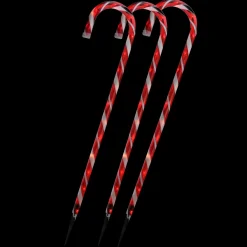 Set Of 3 Lighted Red And White Candy Cane Outdoor Christmas Pathway Markers 28