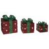 Set Of 3 Lighted Star Gift Box Christmas Tabletop Decorations 13"