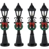 Set Of 4 Lighted Street Lamps Christmas Village Display Pieces - 4.75"