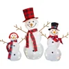 Set Of 3 Lighted Tinsel Snowmen Family Christmas Yard Decorations