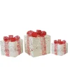 Set Of 3 Lighted White Swirl Glitter Gift Boxes Christmas Outdoor Decorations 10"