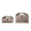 Set Of 2 Merry Christmas Wooden Takeout Box Decorations 13.5"